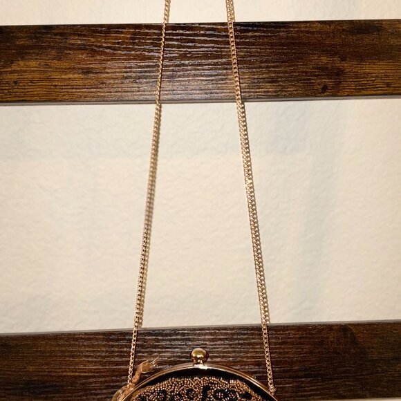 Viral Vintage Style Cheetah Beaded Bag Made in India Black & Gold Evening Bag - Picture 3 of 4